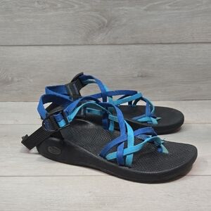 Chaco Women Blue&Teal Strappy Outdoor Hiking Sandals Shoes Sz 9